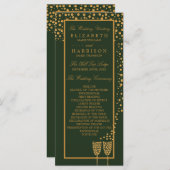 Gold Champagne Bubbles - groen en goud - bruiloft Programma (Voorkant / Achterkant)