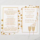 Gold Champagne Bubbles Mariage Bi-fold Programme (Devant)