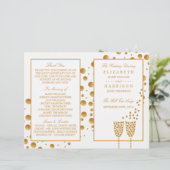 Gold Champagne Bubbles Mariage Bi-fold Programme (Debout devant)