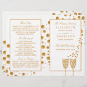 Gold Champagne Bubbles Mariage Bi-fold Programme (Devant / Derrière)