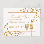 Gold Champagne Bubbles Weddenschap bewaart de datu Aankondigingskaart (Voorkant)