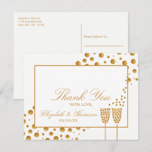 Gold Champagne Bubbles Weddenschap Hartelijk dank Briefkaart