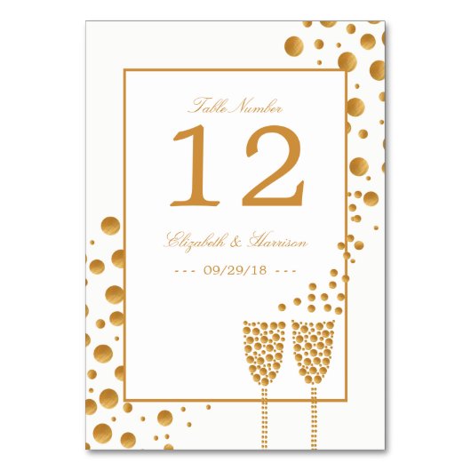 Gold Champagne Bubbles Wedding Kaart (Voorkant)