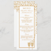 Gold Champagne Bubbles Wedding Menu (Voorkant / Achterkant)