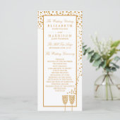 Gold Champagne Bubbles Wedding Programma (Staand voorkant)