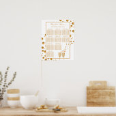 Gold Champagne Bubbles Wedding Seding Chart Poster (Keuken)