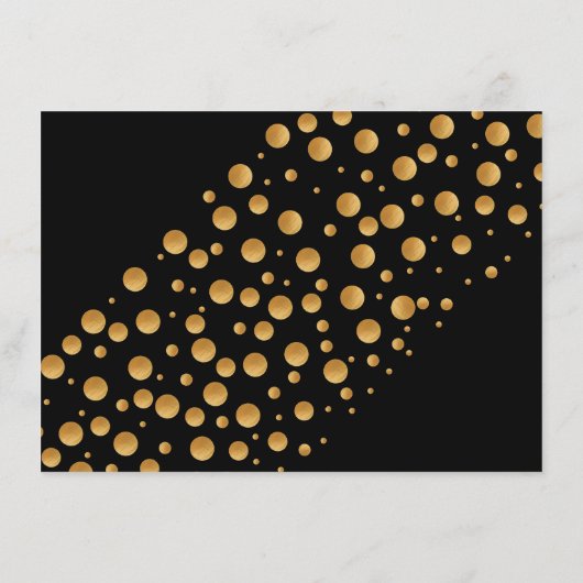 Gold Champagne Bubbles, zwart/goud, bruiloft Detai Informatiekaartje (Achterkant)
