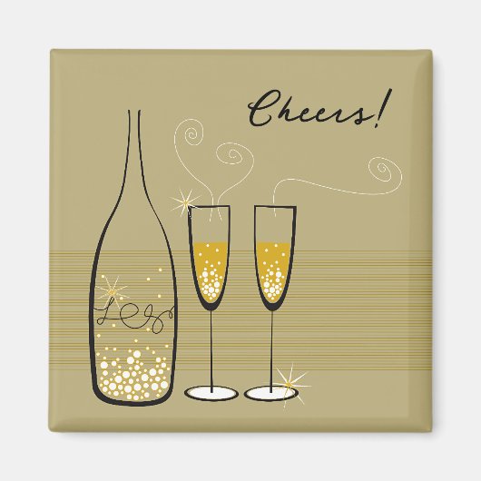 Gold Champagne Bubely Cheers Celebration Stylish Magneet (Voorkant)