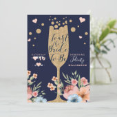 Gold Champagne | Florals en Stripe Vrijgezellenfee Kaart (Staand voorkant)