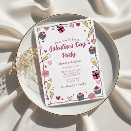 Gold Champagne Galentine's Invitation Kaart