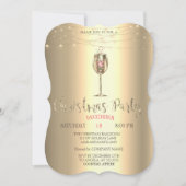 Gold Champagne Glass,Lights kerstbedrijf Kaart (Voorkant)