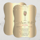 Gold Champagne Glass,Lights kerstbedrijf Kaart (Voorkant / Achterkant)