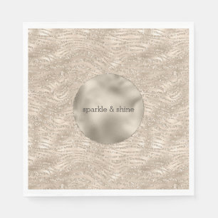 Gold Champagne Glitter Zebra Print glam Servet