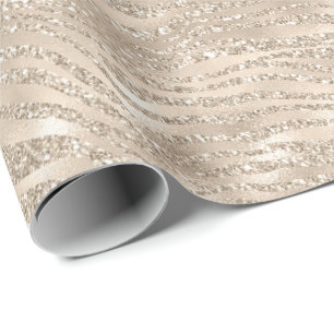 Gold Champagne Glitter Zebra Print glazen Cadeaupapier