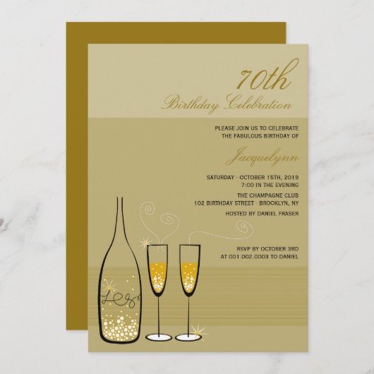 Gold Champagne Milestone Anniversaire Invitation d (Devant / Derrière)