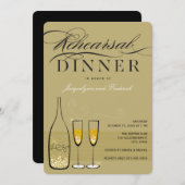 Gold Champagne Rehearsal Dinner Party Invite Kaart (Voorkant / Achterkant)
