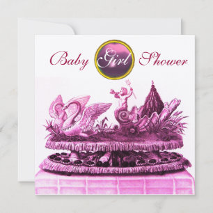 GOLD CHARIOT VAN ZWANEN/CUPCAKES GIRL BABY SHOWER KAART