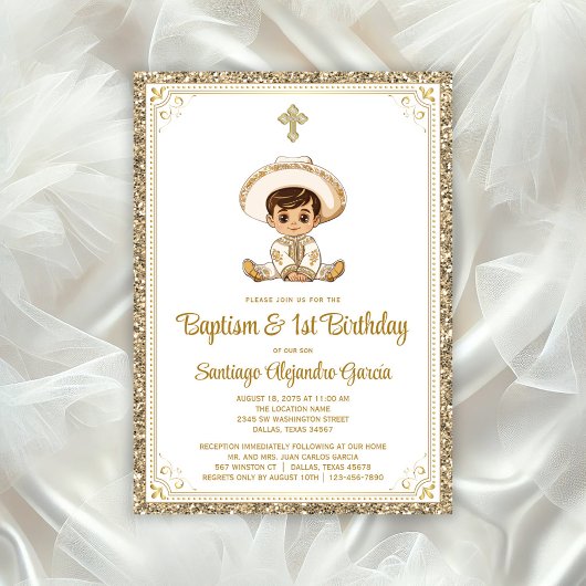 Gold Charro Baptême & Invitation d'anniversaire