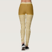 Gold Checkered Fabric Print Monogram op maat Leggings (Achterkant)