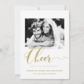 Gold Cheer Holiday New Years Photo Invitation (Devant)