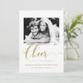 Gold Cheer Holiday New Years Photo Invitation (Debout devant)
