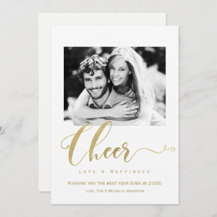 Gold Cheer Holiday New Years Photo Invitation