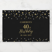 Gold Cheers 40 jaar, 40ste verjaardagsfeestje Sparkling Wijnetiket (Enkel label)