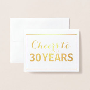 Gold Cheers tot 30 jaar verjaardag Folie Kaarten