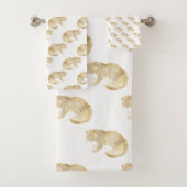 GOLD CHEETAH OERWOUD WITTE BATHROOM TOWEL SET BAD HANDDOEK (Insitu)