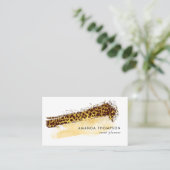 Gold Cheetah Skin Brush Strokes QR Code Visitekaartje (Staand voorkant)