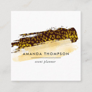 Gold Cheetah Skin-penseelstreken Vierkante Visitekaartje