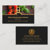 Gold Chef Border Fresh Vegetable Restaurant Chef Visitekaartje (Voorkant / Achterkant)