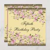 Gold Cherry Blossom Invitation 50e anniversaire (Devant / Derrière)