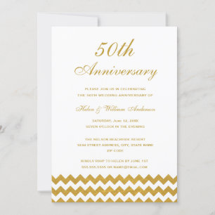 Gold Chevron - 50th Wedding Jubileum Uitnodiging