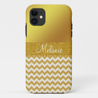 Gold Chevron Aangepaste iPhone-draagtas iPhone 11 Hoesje