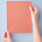 Gold Chevron Coral Pink Background Modern Flyer (Hand)