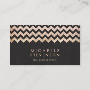 Gold Chevron en Black Wood Grain look Visitekaartje