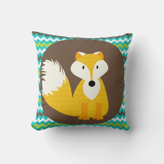 Gold Chevron Fox sur oreiller Brown (Recto)