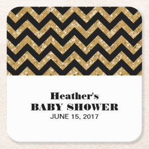 Gold Chevron Glitter Baby shower Onderzetters