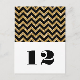 Gold Chevron Glitter Table Briefkaart