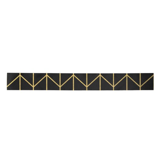 Gold Chevron op zwarte achtergrond Moderne afbeeld Lint (Voorkant)