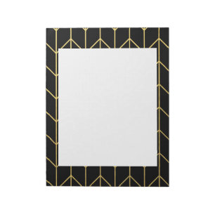 Gold Chevron op zwarte achtergrond Moderne afbeeld Notitieblok