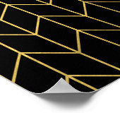 Gold Chevron op zwarte achtergrond Moderne afbeeld Poster (Hoek)