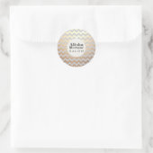 Gold Chevron Pattern Gray Personalized Ronde Sticker (Tas)