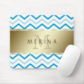 Gold Chevron Pattern Monogram personaliseren Muismat (Met muis)