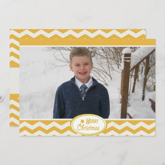 Gold Chevron Stripe Holiday-fotokaart Feestdagenkaart (Voorkant / Achterkant)