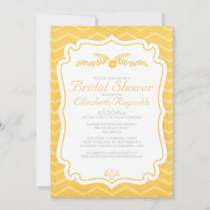 Gold Chevron Stripes Bridal Shower-uitnodigingen Kaart