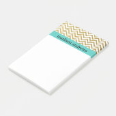 Gold Chevron Stripes met Mint Post-it® Notes (Schuin)