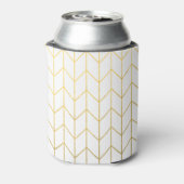 Gold Chevron White Background Modern Chic Blikjeskoeler (Blikje Achterkant)