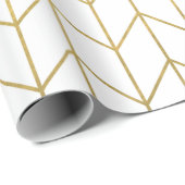 Gold Chevron White Background Modern Chic Cadeaupapier (Rol Hoek)